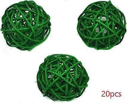 20 Wicker Balls for Party Hanging, Swinging Balls, 5cm, Dark Green