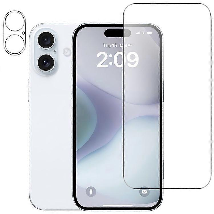 Compatible For iPhone 16 Tempered Glass Screen Protector + Full Coverage Camera Lens Protector