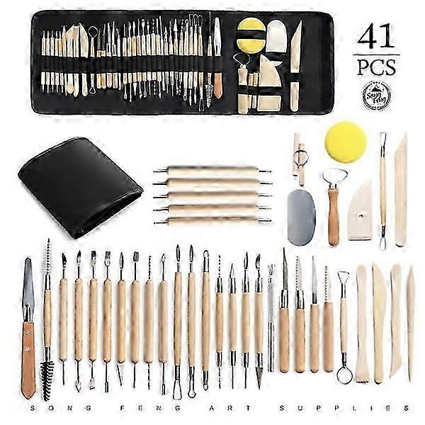 41 Pcs Clay Sculpting Chisel Modeling Pottery Tools Set for DIY Art Projects with Convenient Storage Bag for Artists