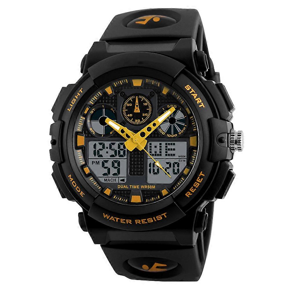 LED Backlit Men's Watch, Featuring Quartz Movement and Dual Time Display