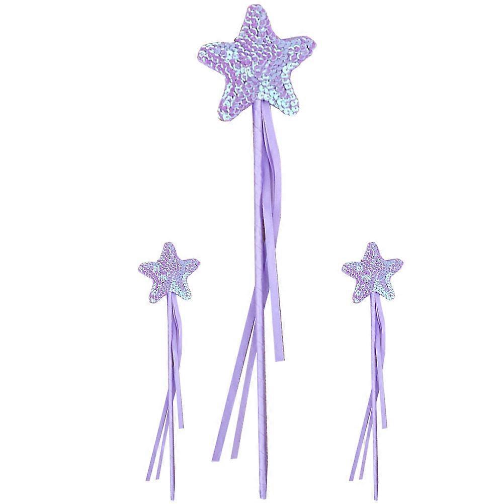 Star Shaped Glitter Fairy Wands for Decorative Stage Props, Party Birthday Cosplay, Lightweight Fairy Party Favors with Tinsel Ribbons
