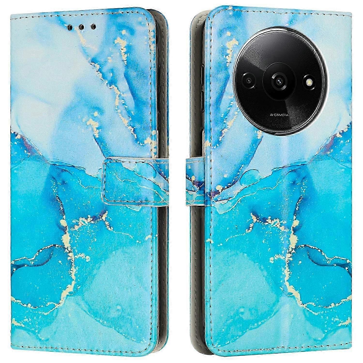 Marble Pattern PU Leather Wallet Phone Cover Case for Compatible with Xiaomi Smartphone Models like Redmi A3 4G, A3x 4G, and Poco C61