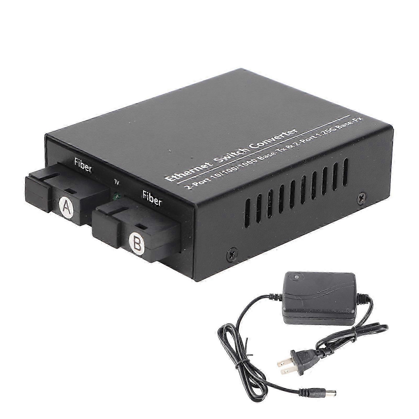 Single Mode Fiber Ethernet Switch Converter 1.25Gbps with LED Indicator for Networking 100-240V Plug