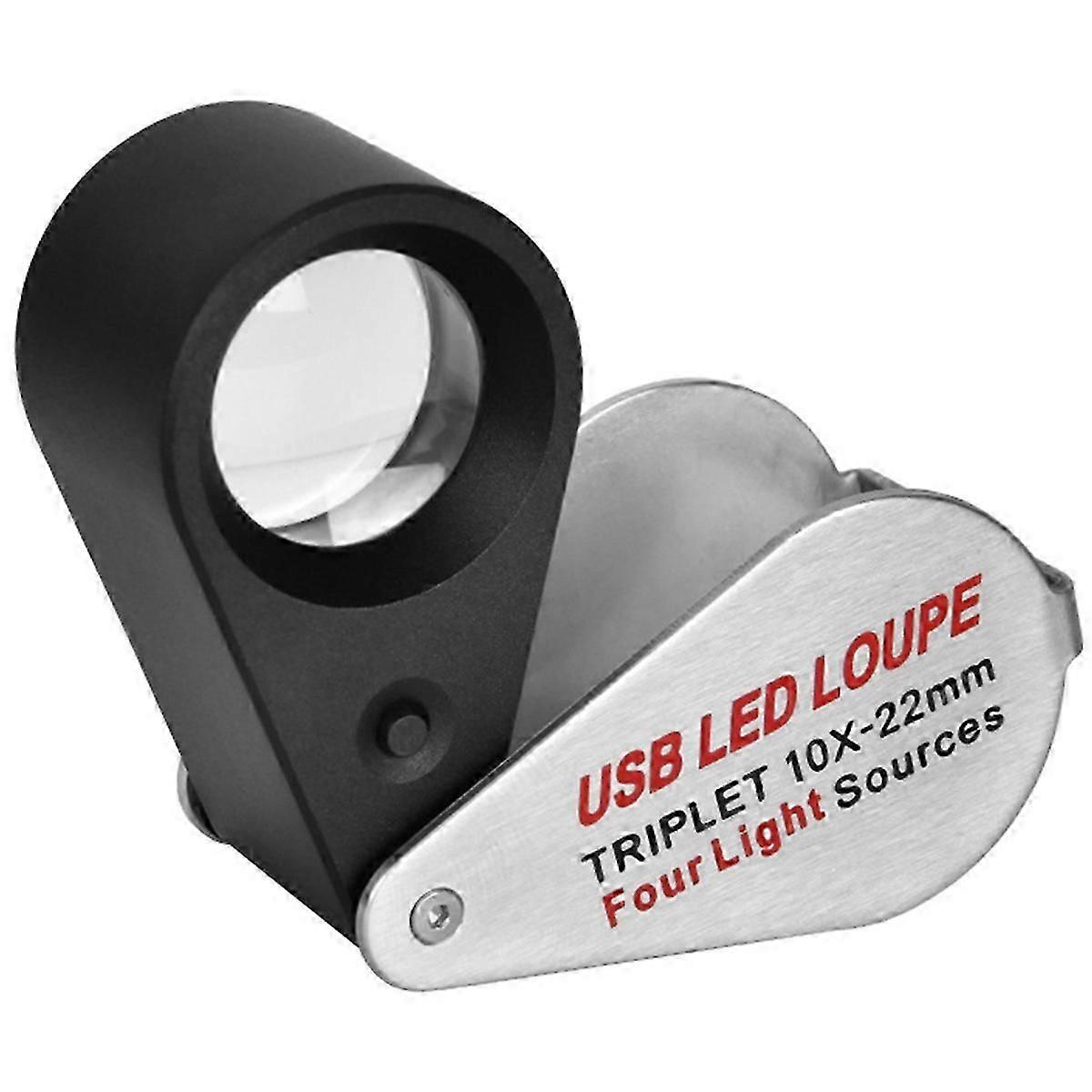 10X Şarj Edilebilir 13 LED Dört Renkli Işık Kaynağı Büyüteç Elmas Mücevherat Büyüteci Kolye GEM UV Lambası Mini Cep