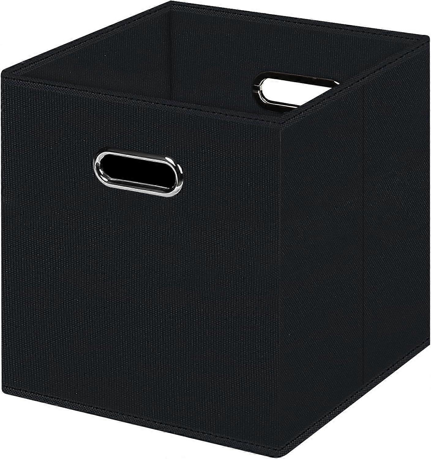 Black Foldable Storage Cubes Bins , Fabric Storage Box Cubes Organizer Baskets