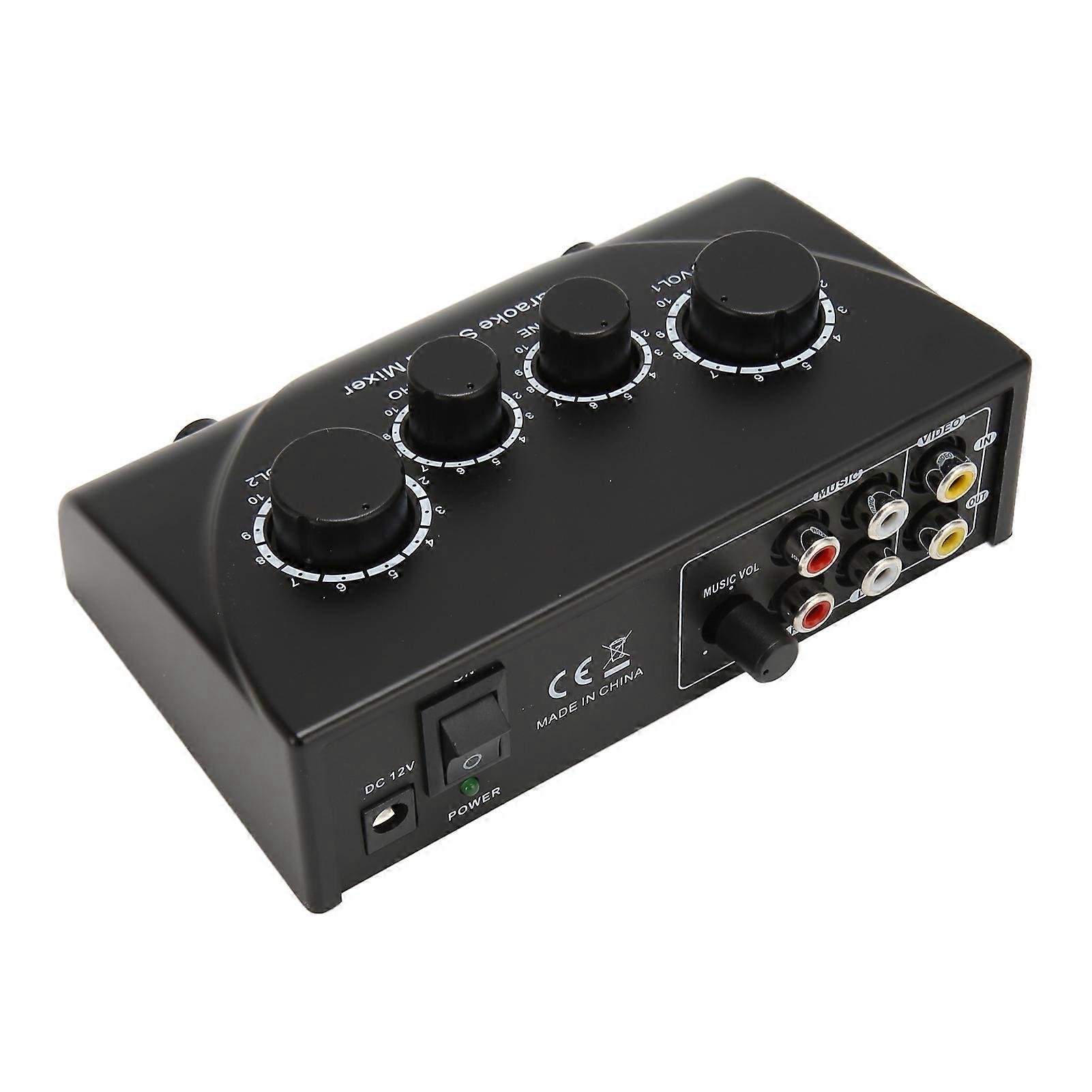 Karaoke Sound Mixer Professional Plug and Play 2 Mic Microphone Pre Amplifier for Home Theatre System 100‑240V UK Plug 