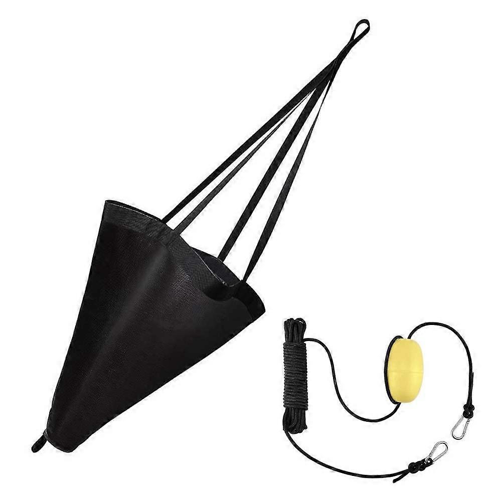 Drift Sock Sea Anchor with Kayak Towing Line Buoy Ball Fishing Dog for Boat Pontoon 24 Inch, Pool, Pool Black