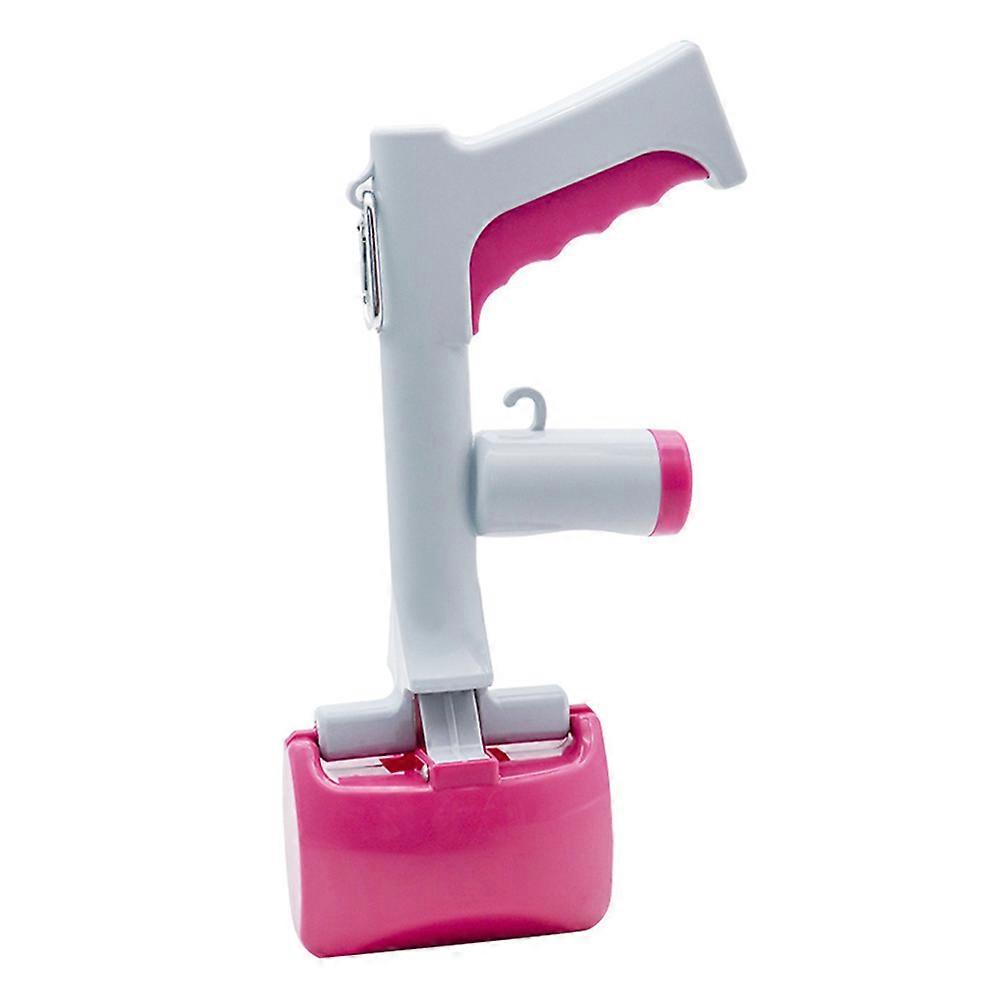 Poop Scooper Portable Long Handle Waste Pickup Durable Plastic Outdoor Cleaning Tool for Pet Cat Dog Rosy 1Pack