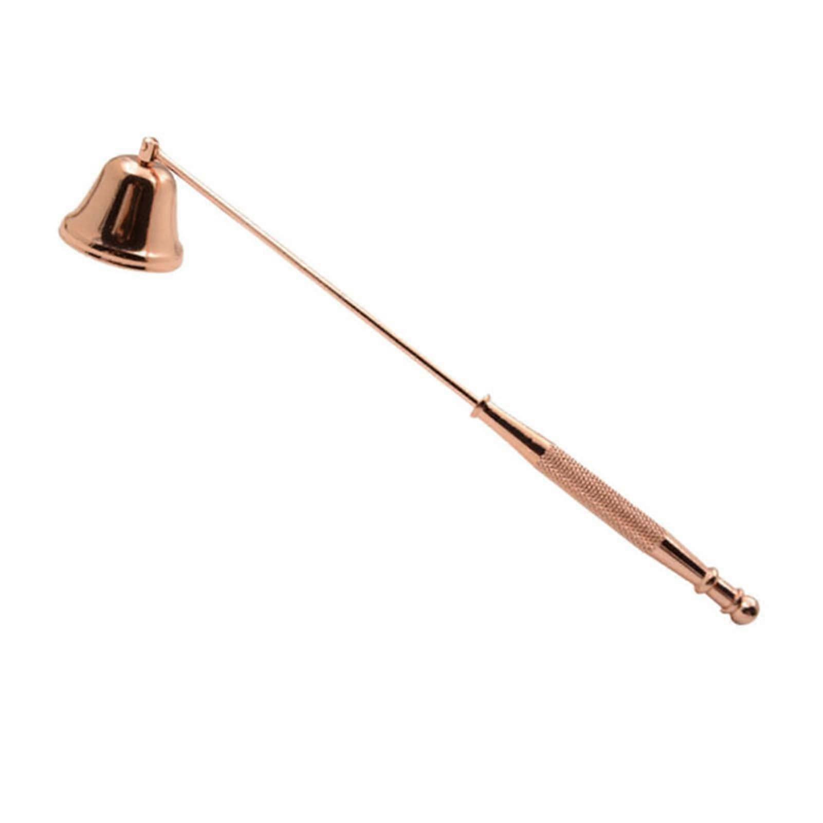 Candle Snuffer with Long Handle, Bell-Shaped Rose Gold Galvanized Iron Design for Safe Wick Extinguishing