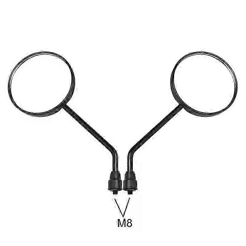 A Pair Black Motorcycle Scooter Mirrors Universal Motorbike Rear View Mirror M8 M10 Round Oval Convex Mirror