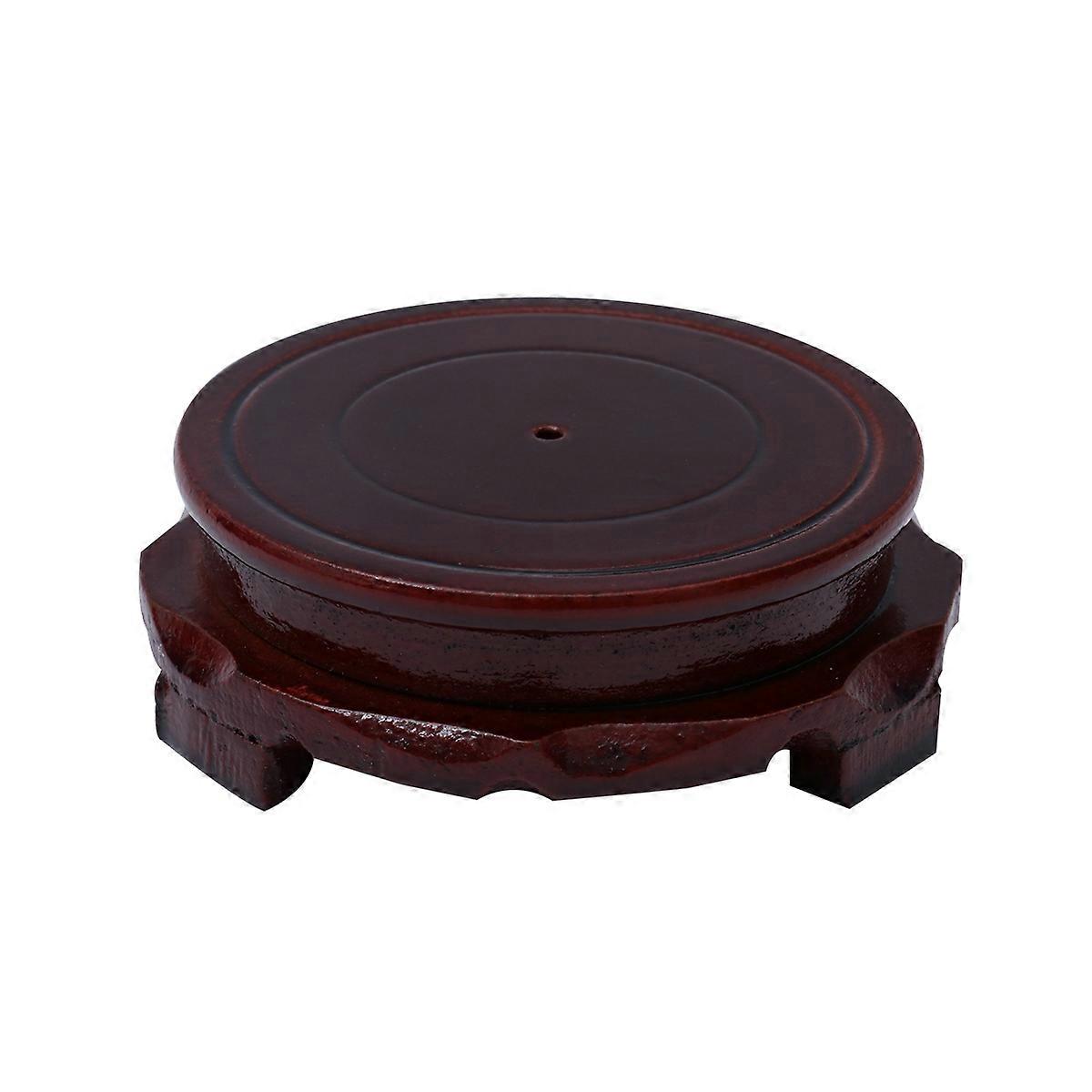 Planter Base Saucer Round Wood Base For Planter Garden Balcony Fish Tank 8cm Brown Protect Surfaces 1Pack