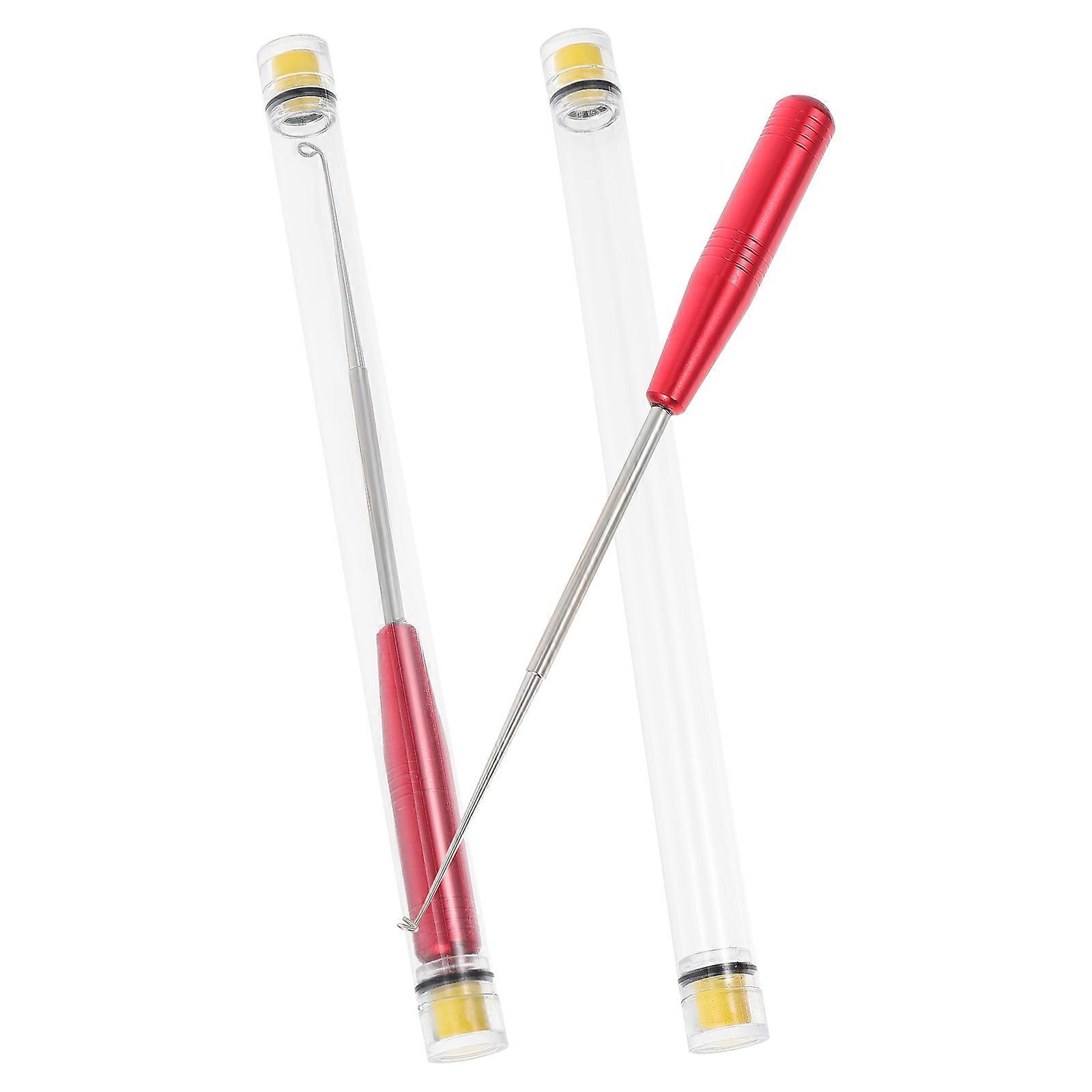 Fishing Hook Removal Fishhook Disgorger Tool Practical Design For Fishermen Red 17.5X1.5CM Stainless Steel 2Pcs
