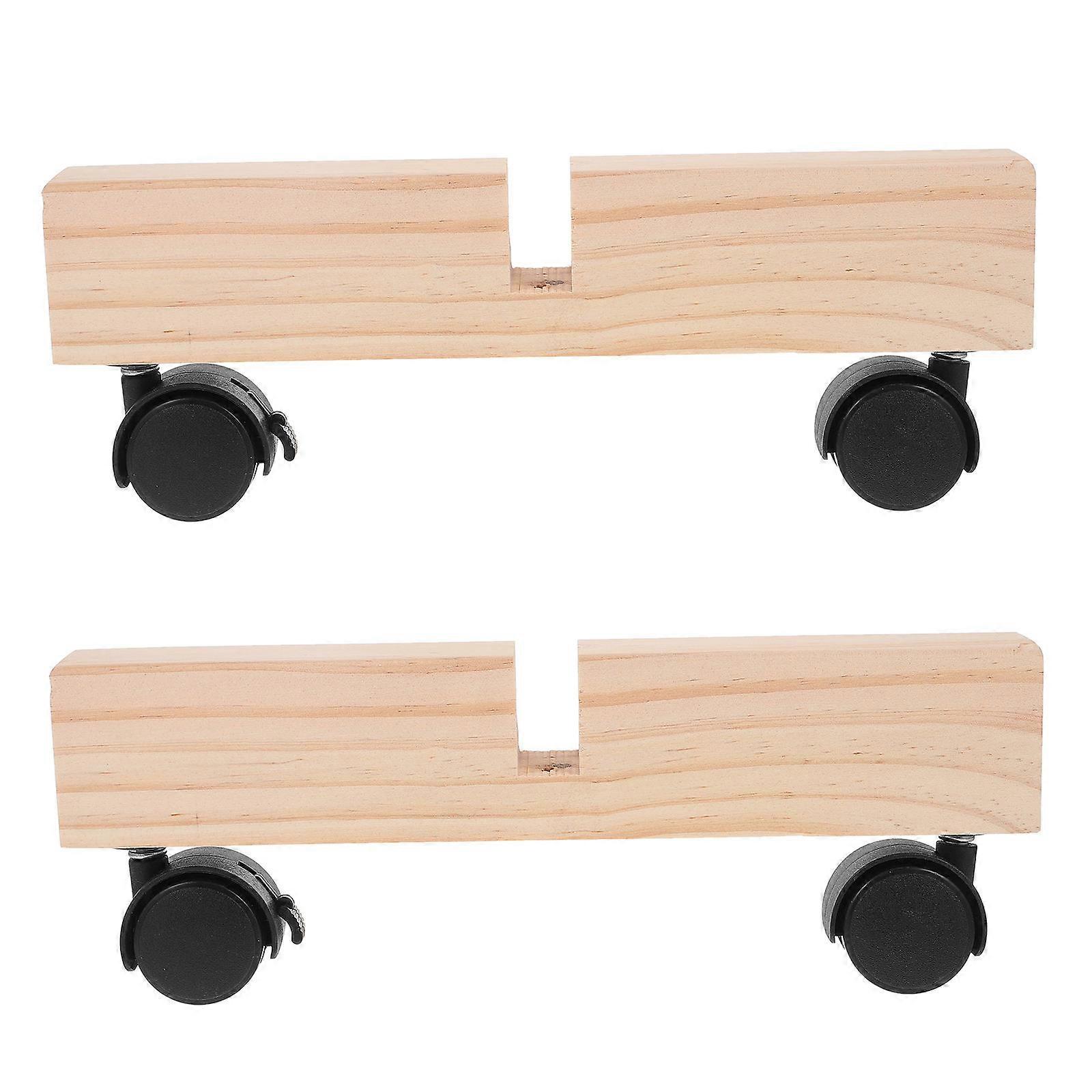 Room Divider Stand Wooden Panel Bracket for Support 2Pcs with Wheels Beige