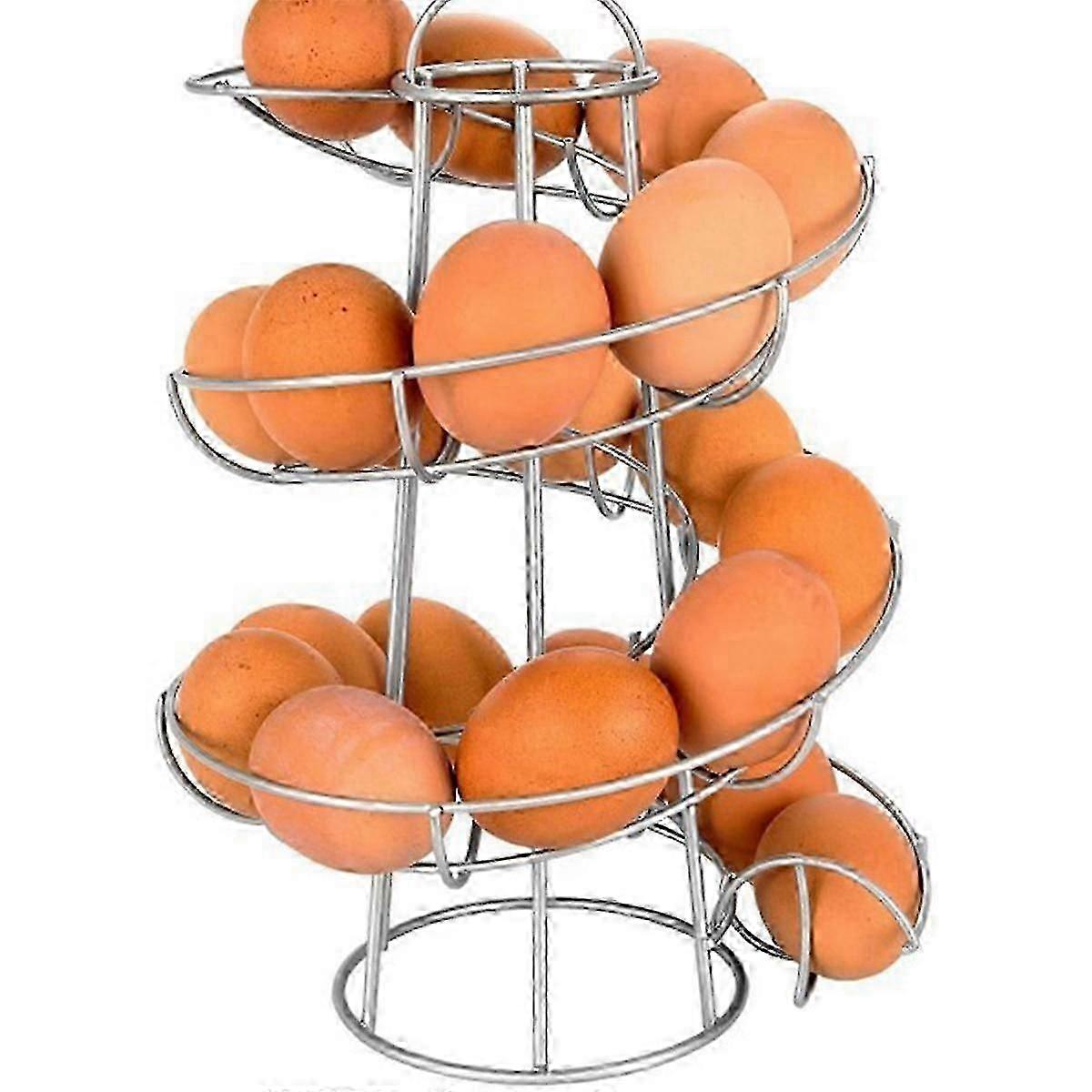 Kitchen Egg Rack, Spiral Egg Basket, Iron Practical Egg Storage Rack, Storage Rack Silver Gray