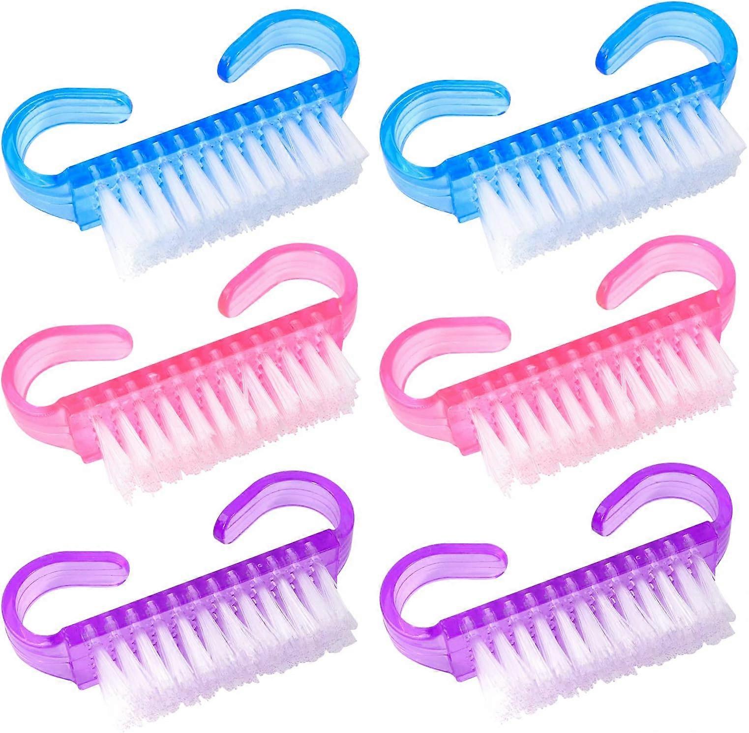 Brosse à ongles avec poignée, brosse à ongles, brosse de nettoyage à la main pour nettoyer les ongles (bleu rose violet)