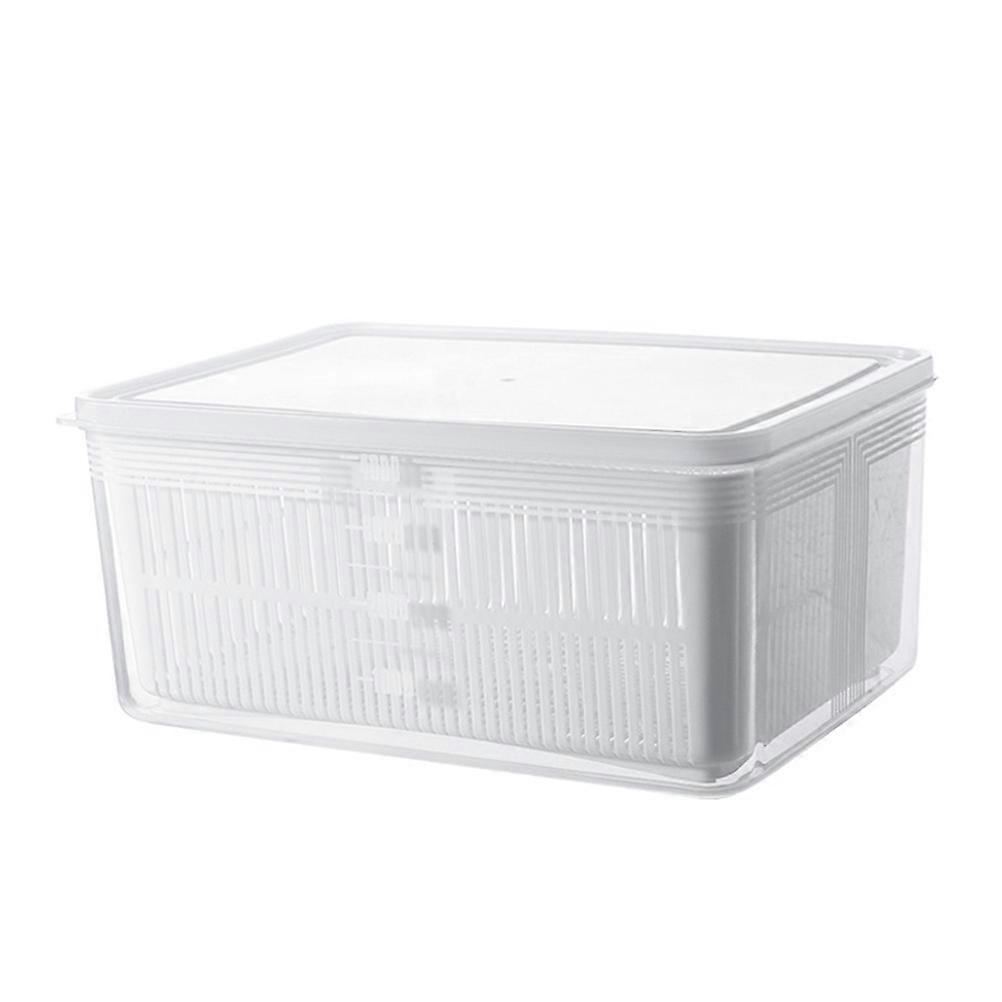 Kitchen Dual Layer Draining Basket Transparent 26X18X11.5CM Vegetable Washing 1Pc