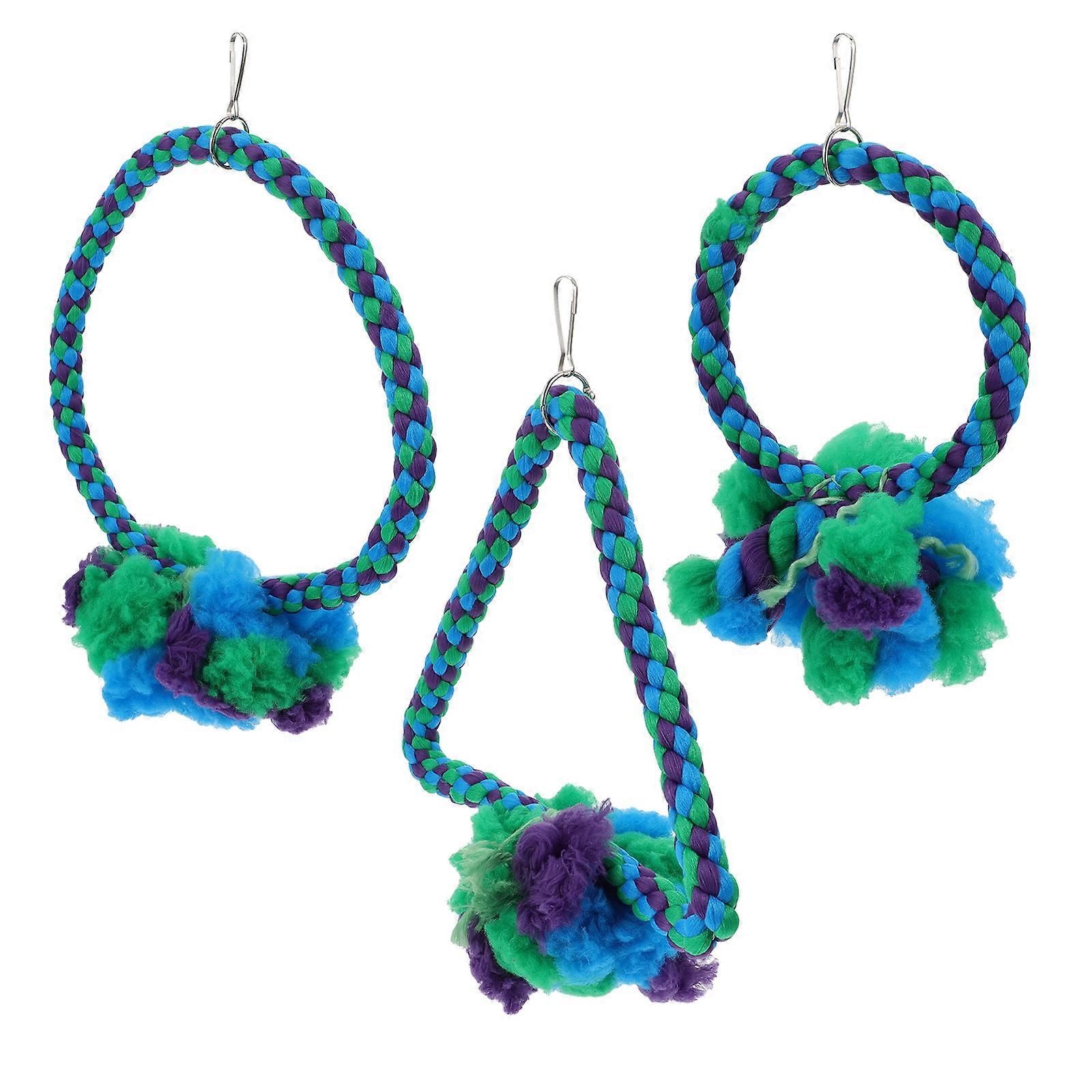 Pet Bird Toy Parrot Swing Toys Assorted Color 22x28x10cm Coordination And Balance Skills 3Pcs