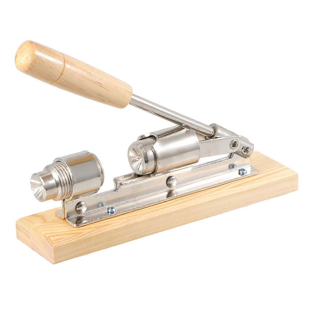 Nut Chopper Manual Wooden Hand-Press Mechanical Walnut Nutcracker Home Use Light Yellow 20 x 6 x 4 Cm Adjustable Thread Cone 1Pack