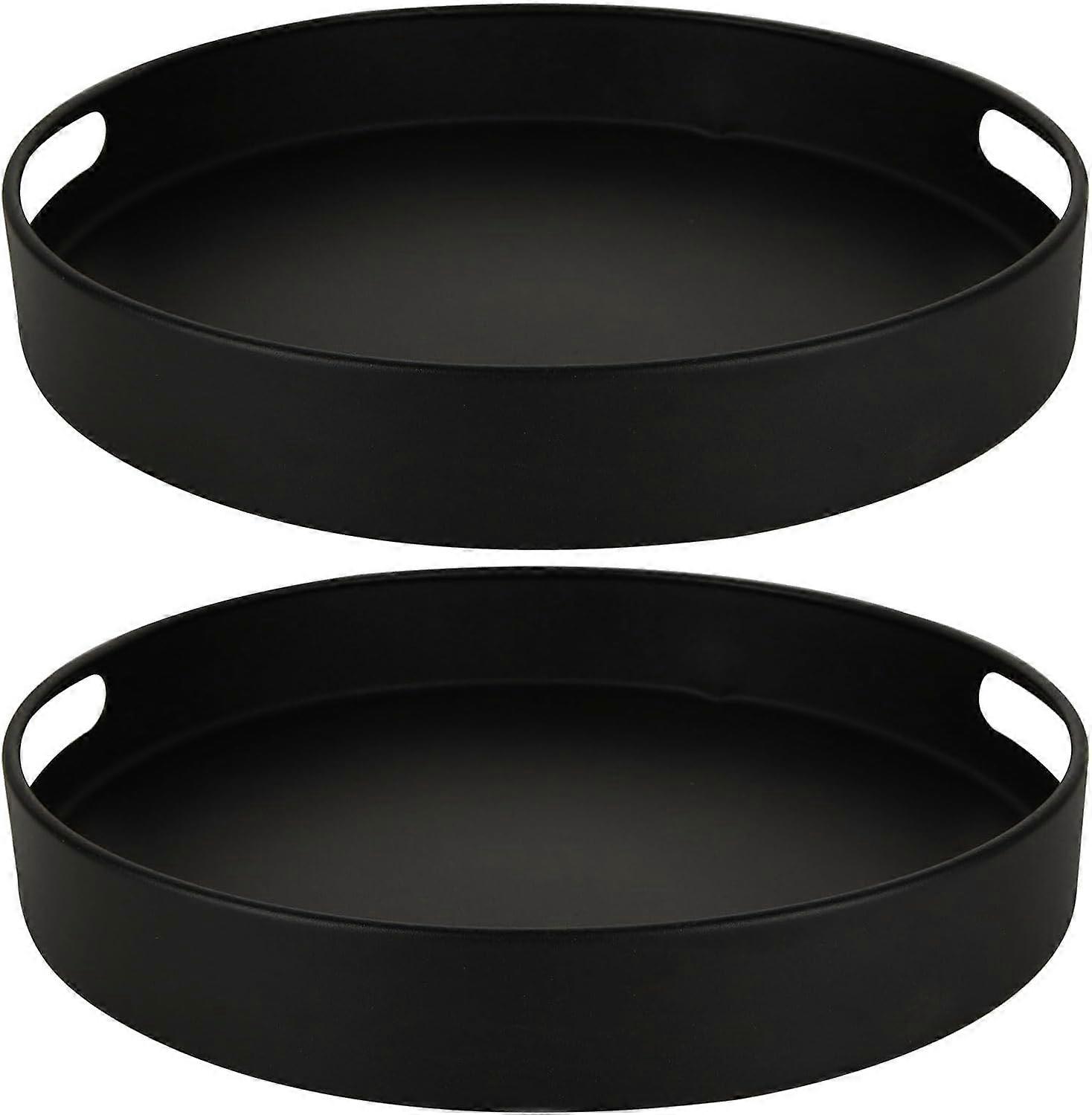 2-Pack Lazy Susan Turntable, 360 Degree Rotating Spice Rack for Cabinets Inside, Black Carbon Steel Spice Holder