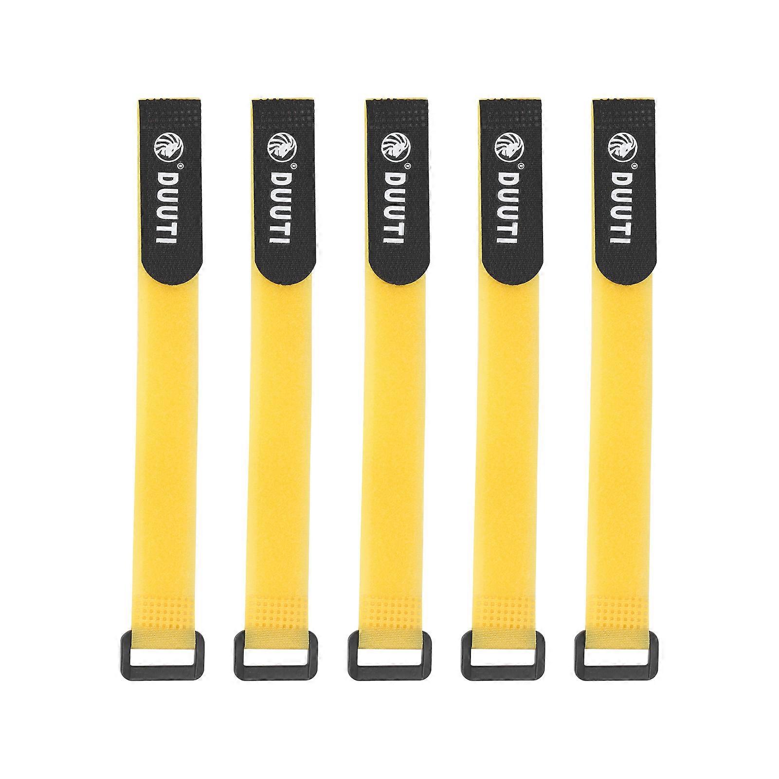 DUUTI 5Pcs 19cm Bicycle Handlebar Strap Bicycle Nylon Hook Loop Fixing Tape Adhesive Strap Jaune