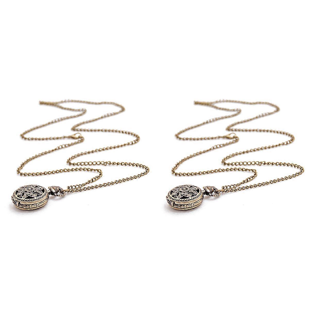 Moda Vintage Bronce cuarzo reloj de bolsillo Collar pendiente ()