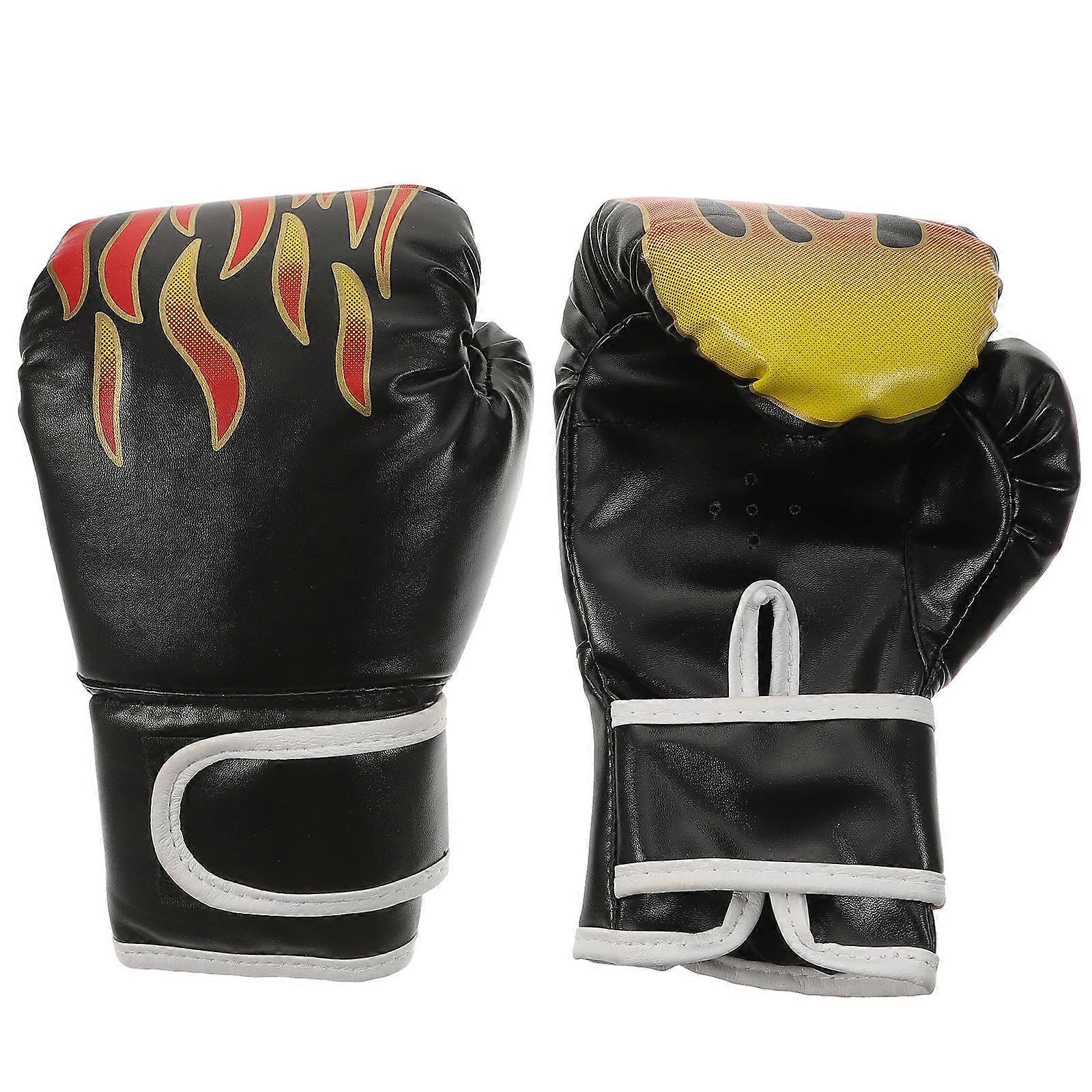 Children's Flame Pattern PU Boxing Gloves & Punch Mitts Breathable, Wear Resistant Protective Gear for Taekwondo, Kickboxing & Sparring Training