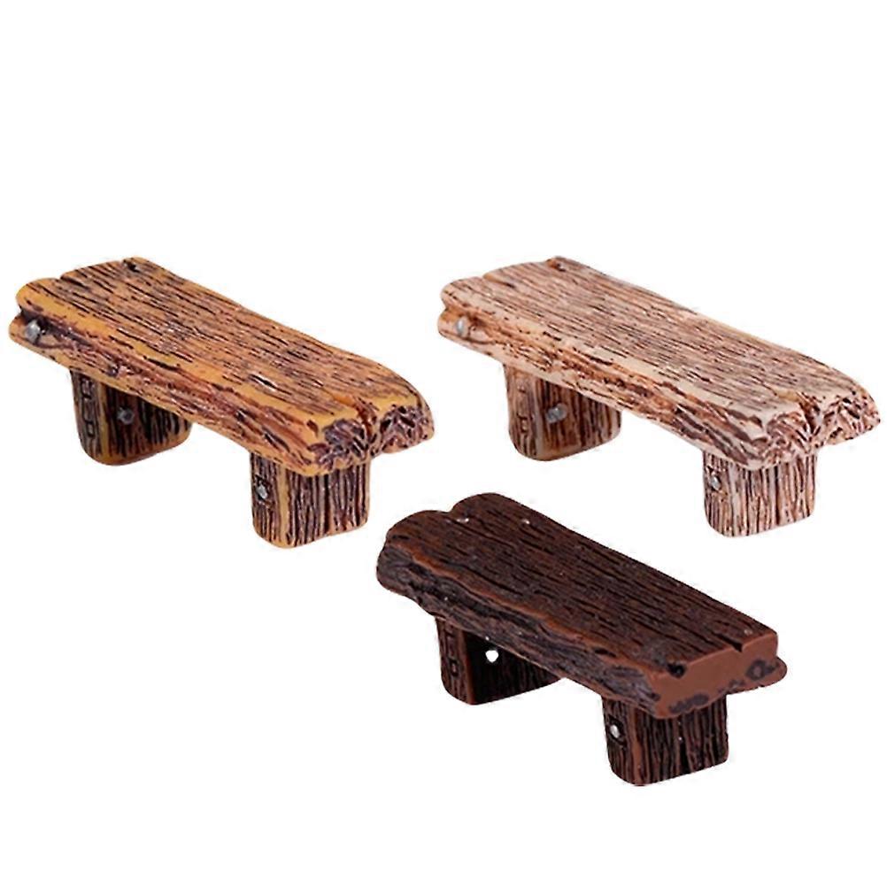 Model Bench Miniature Bench Model Decors Garden Decor Mini Bench Shape Concise Design 3Pcs