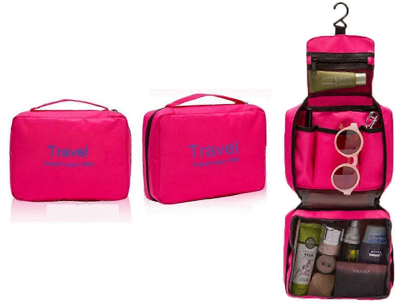 Rose Red Hanging Toiletry Bag - Compact & Practical for Trips