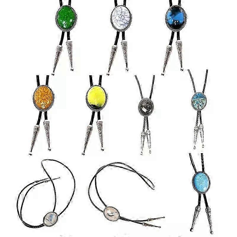 Engraving Stone Bolo Tie Carved Necktie Fit For Shirt Jeans Western Necklace Braided Shoestring Necktie Bolo Tie