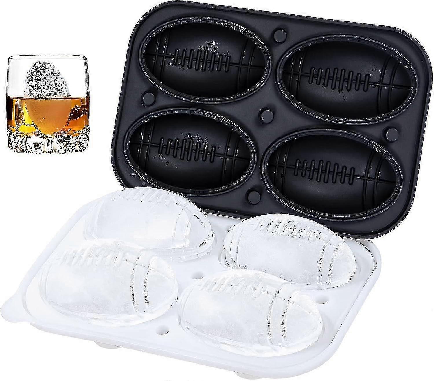 Sphere Ice Cube Mold, Rugby Ice Cube Mold, Silicone Oval Ice Mold Chocolate Mold With Clear Funnel-type Lid
