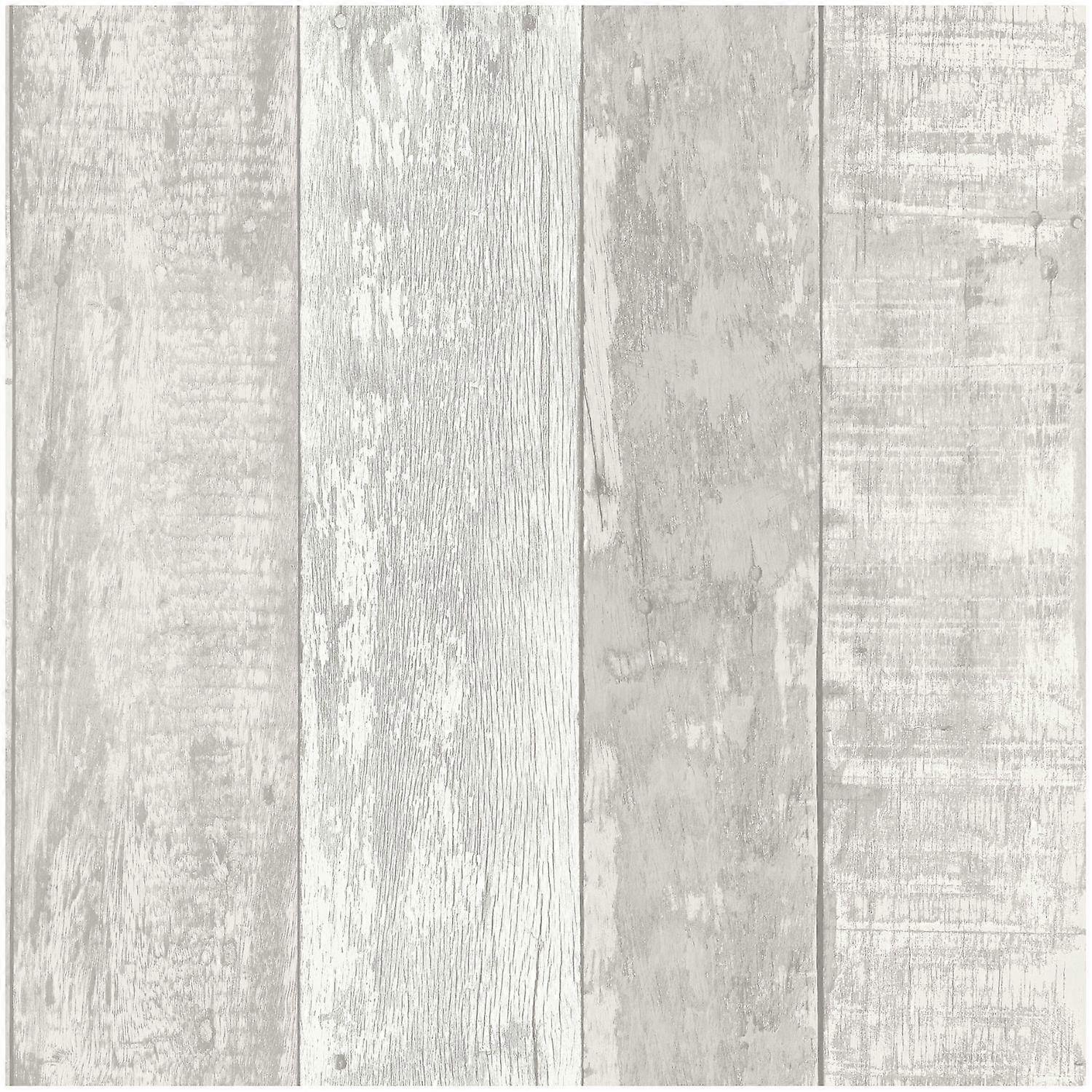 Fine Decor Rustic Wood Stripe Soft Grey Wallpaper