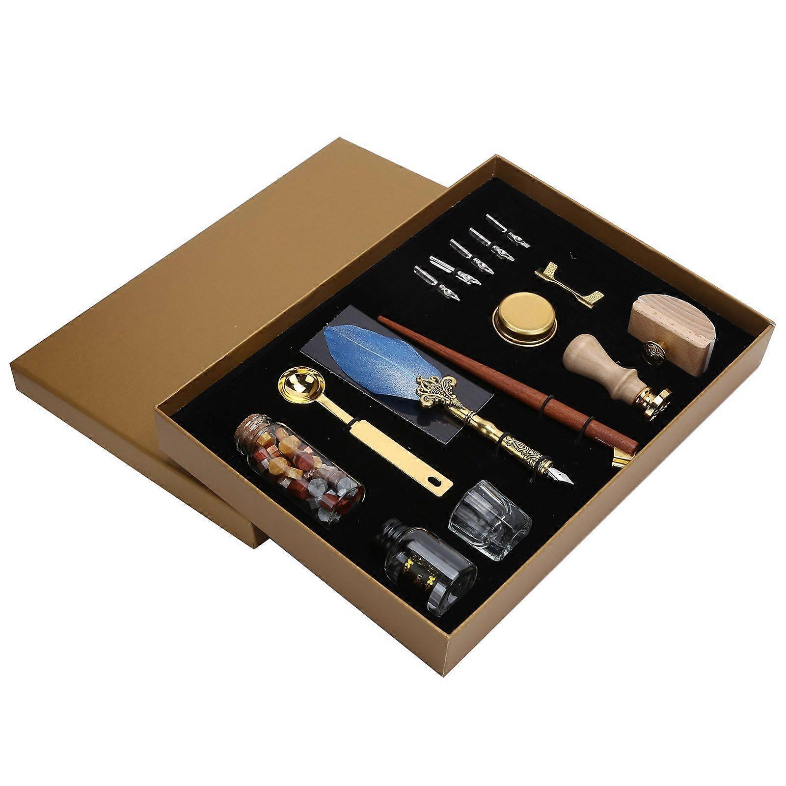 2025 أحدث نموذج ريشة القلم الشمع مجموعة ريشة تراجع الكتابة حبر ختم كيت خمر