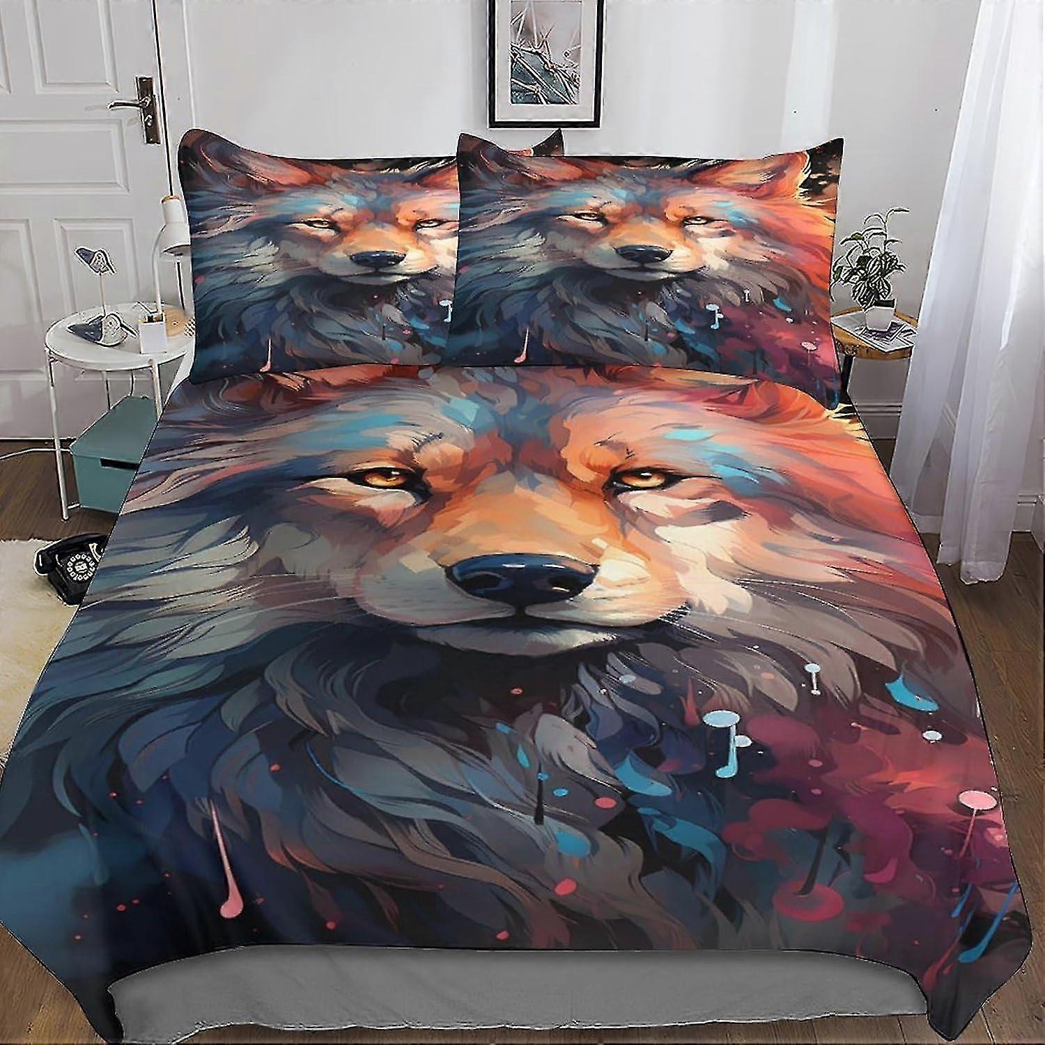 3D Printed Colorful Style Duvet Cover Set with Hidden Zipper, Suitable for Various Users