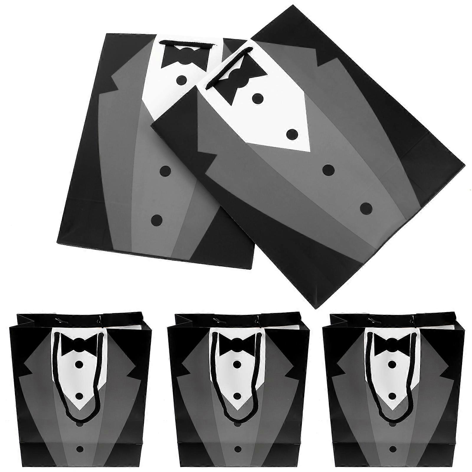 Chic Gift Bag for Party Use 5Pcs Practical Paper Handbag in Black