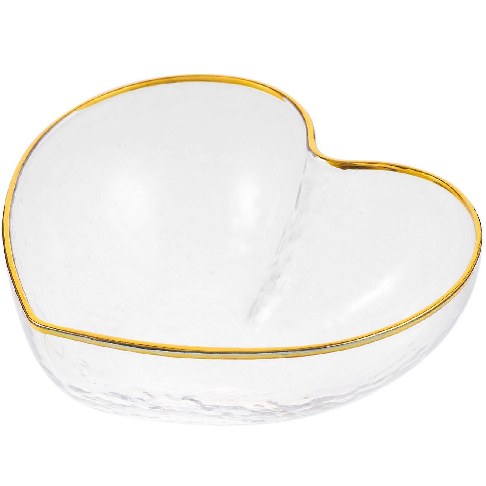 Bol en verre en forme de cœur (1 pièce) Bol en verre transparent en forme de cœur avec motif cœur pour usage domestique