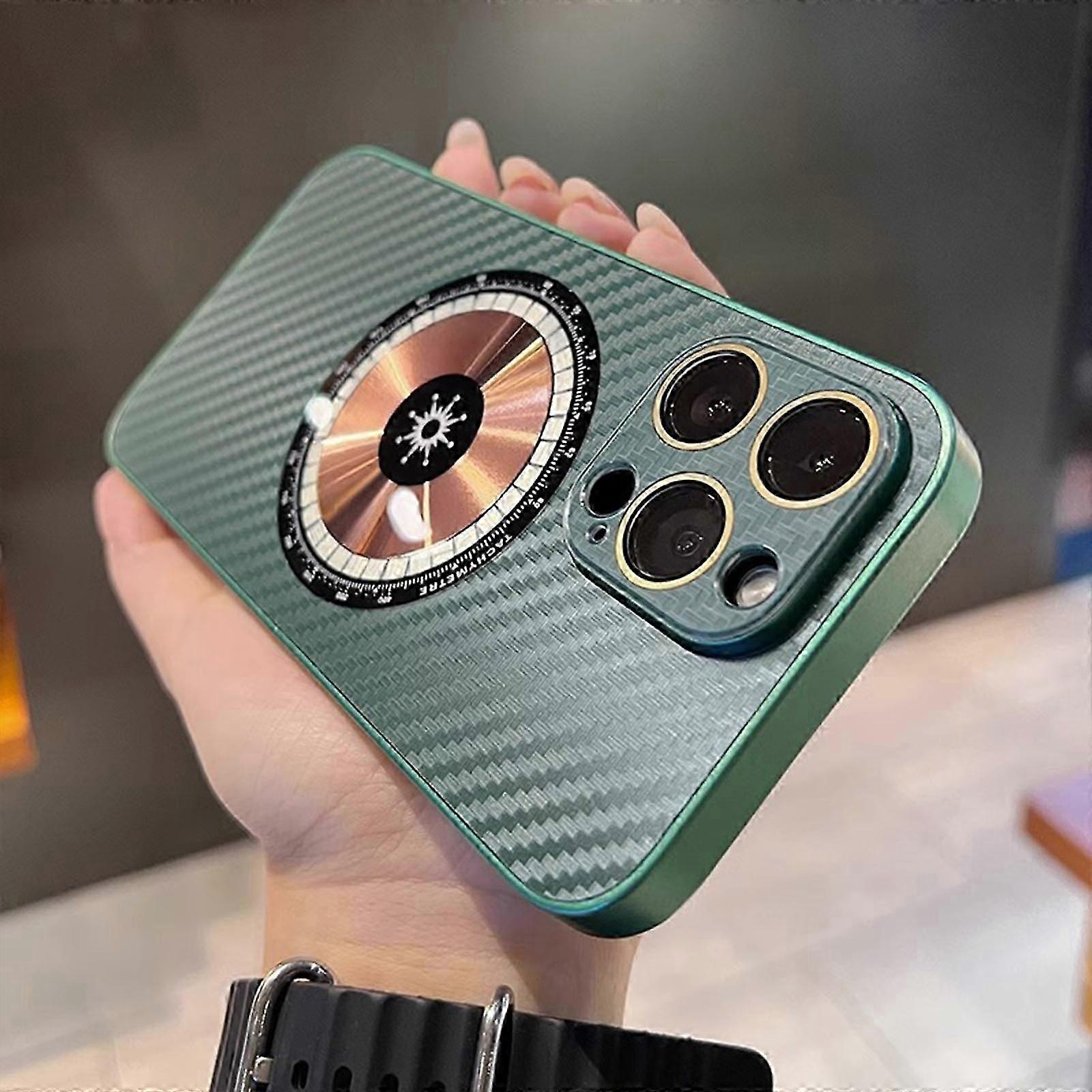 Carbon Fiber Magnetic Case for iPhone 15 Pro, Wireless Charging Compatible with Magsafe for Men Women