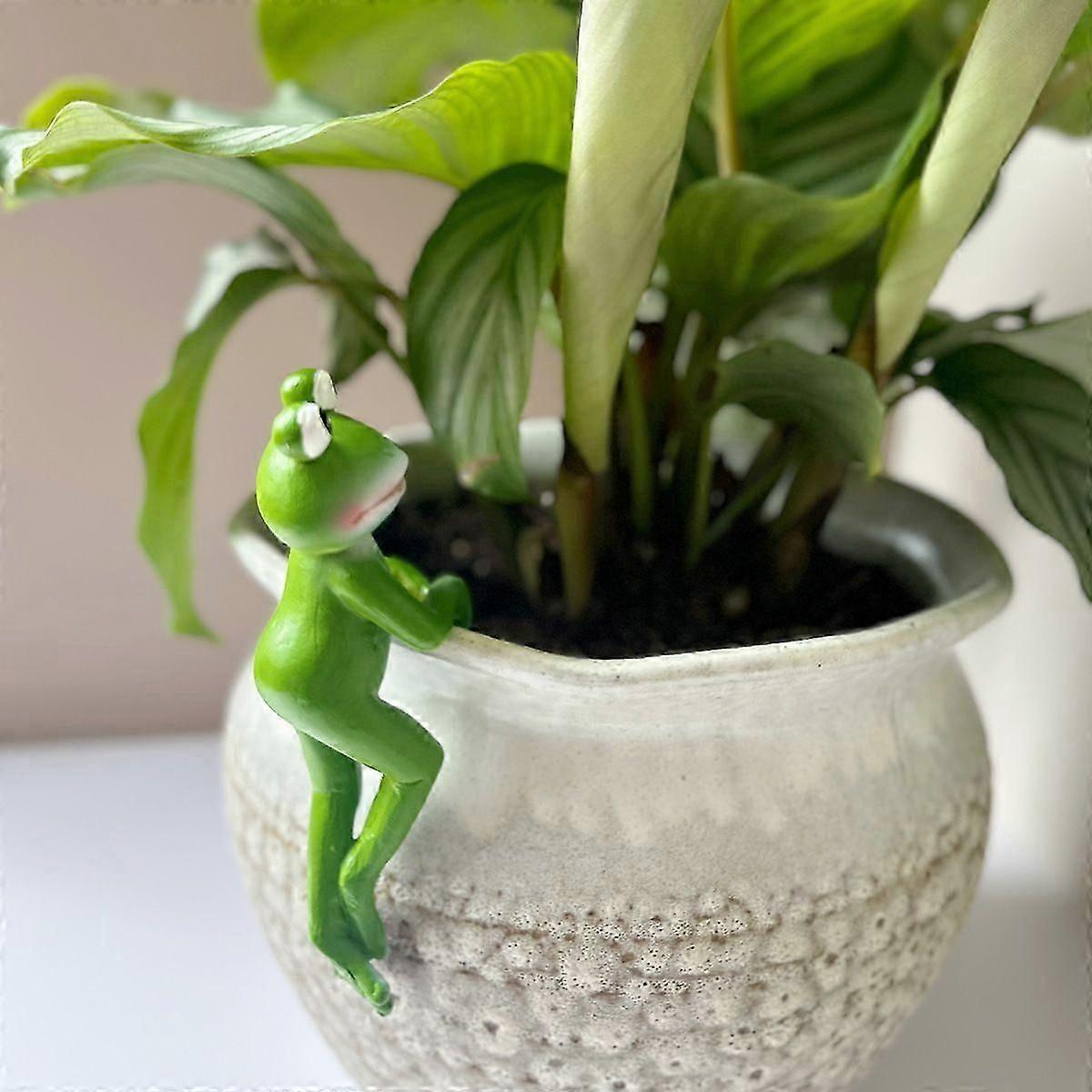 لطيف تسلق الضفدع التماثيل زهرة وعاء عناق الراتنج معلقة الضفدع النحت في الهواء الطلق تمثال النبات وعاء الزينة للمنزل حديقة السياج شرفة الفناء L