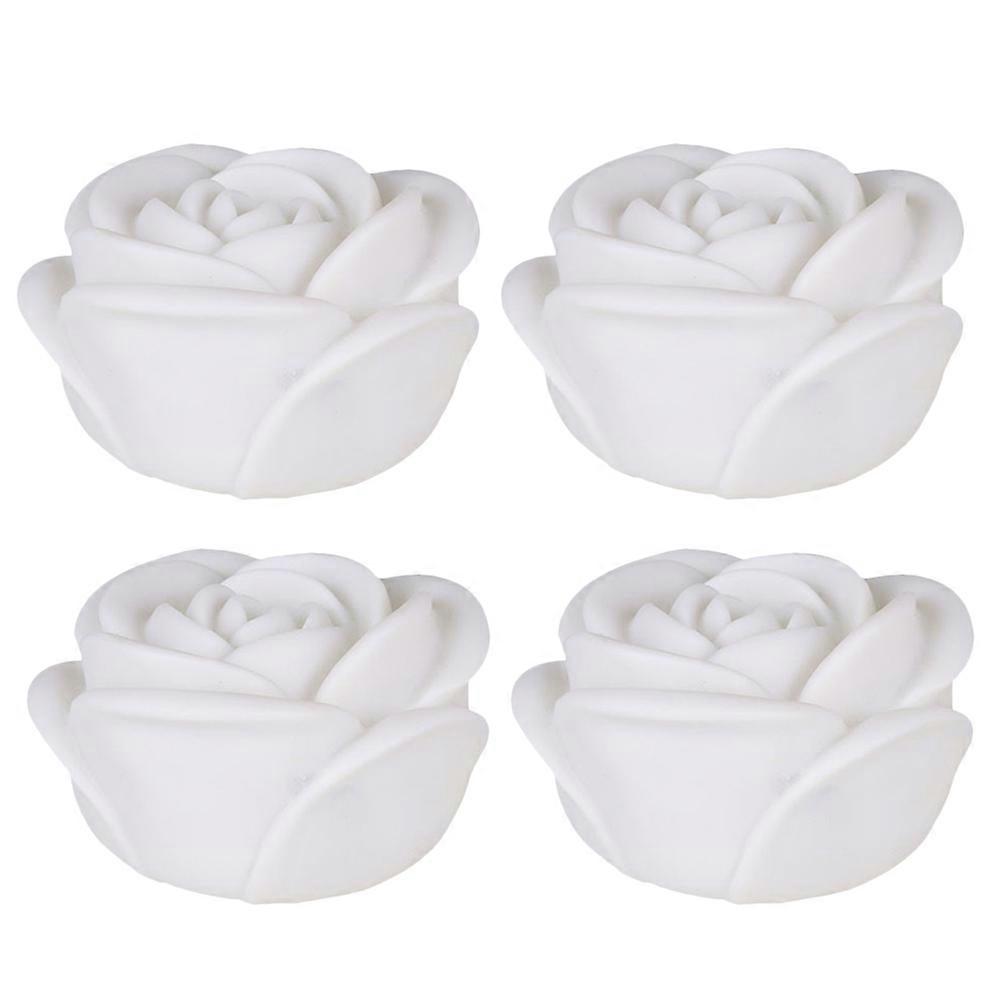 Romantic Candle Lamp with Creative LED Rose Light for Decor Safe Plastic White 4Pcs