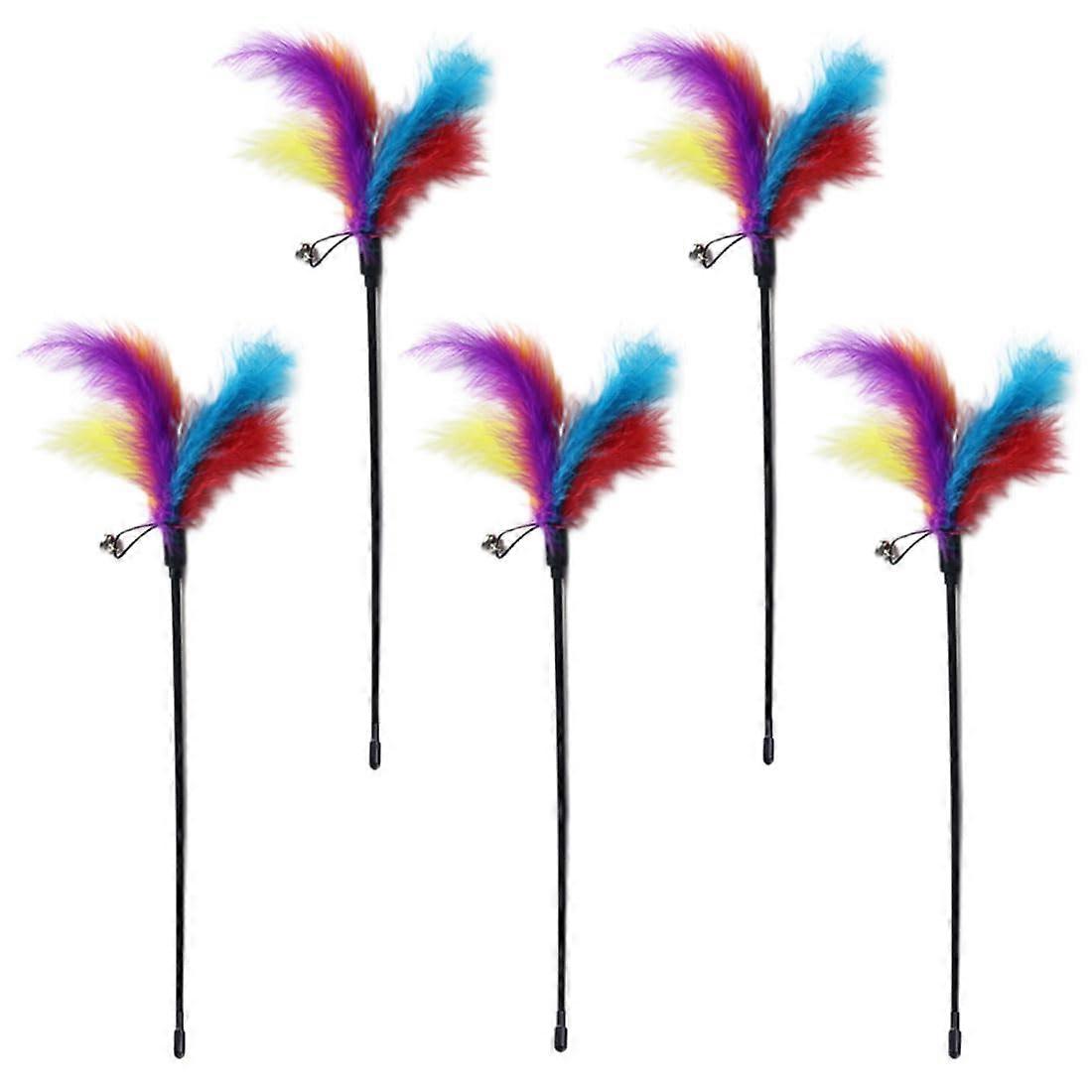Pack of 5 Feather Toys for Cats, Interactive Cat Toy, Cat Toy, Feathers, Teaser Toy, Cat Feather Toy, Cat Feather Toy, for Kittens and Cats