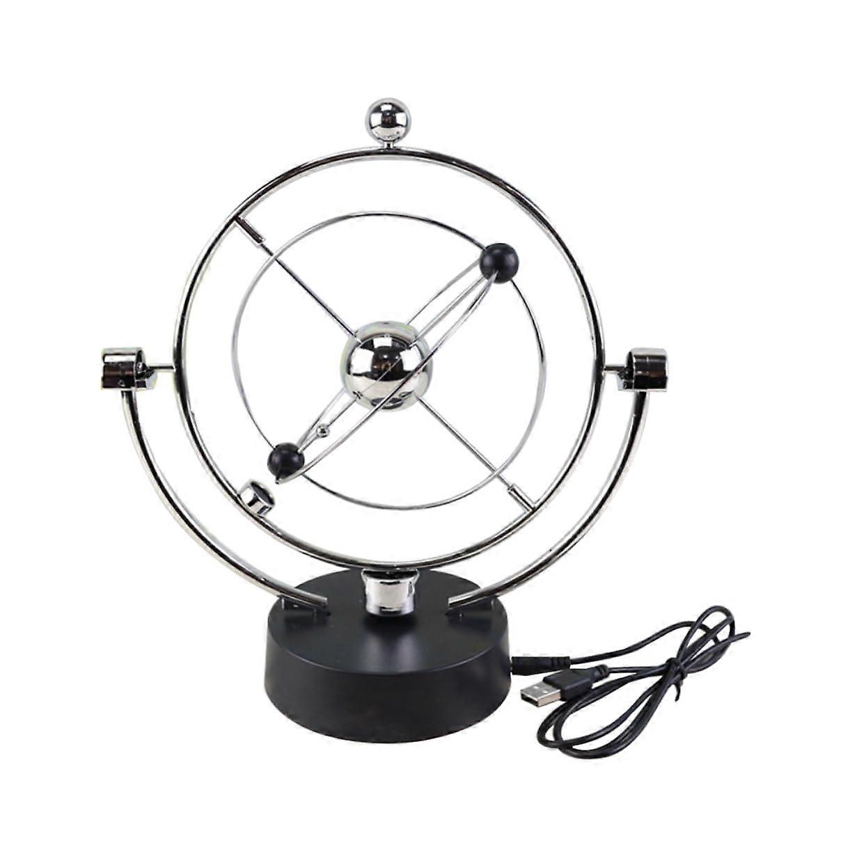 USB Tellurion Desk Ornament Black - 1Pc Battery-Operated Rotating Solar System Model Decoration