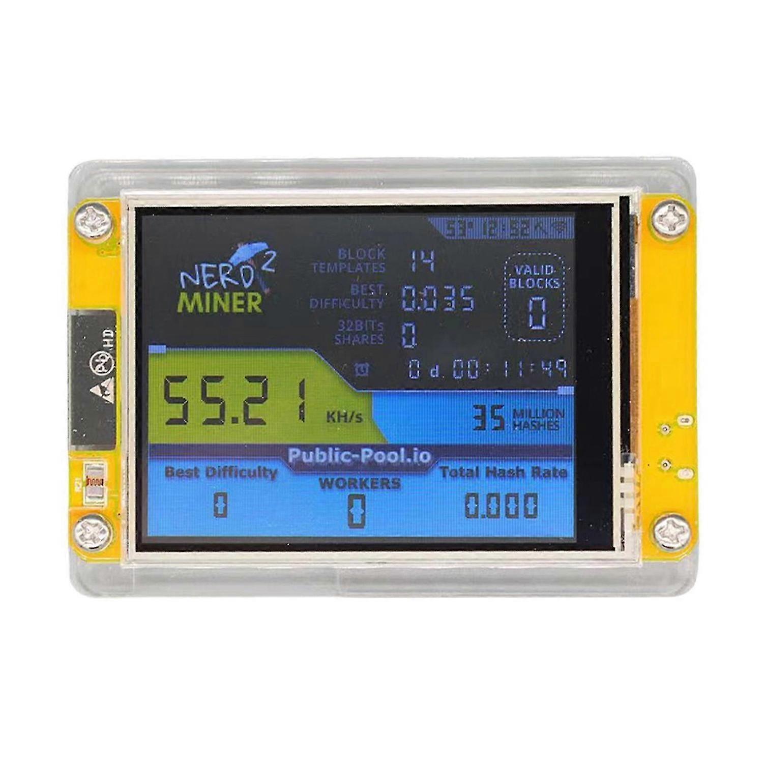 Nerd Miner v2 Solo Bitcoin Miner - Lotterie Miner - Crypto Miner - 2.8 Bildschirm