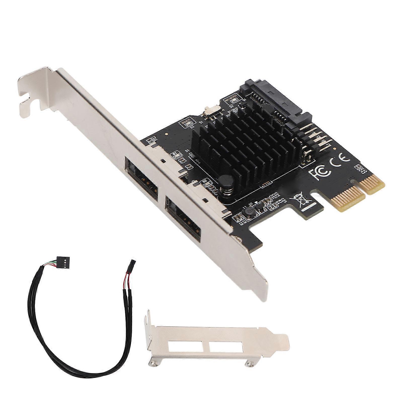 PCIE to Power ESATA Expansion 2 Port 6.0Gbps Support Hot Swap Plug and Play PCI Express SATA Card for Desktop