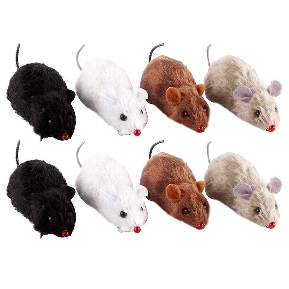 8pcs Wind Up Plush Mouse for Cats – Lifelike Clockwork Rat, Durable & Engaging Cat Playtime Accessory in Random Colors