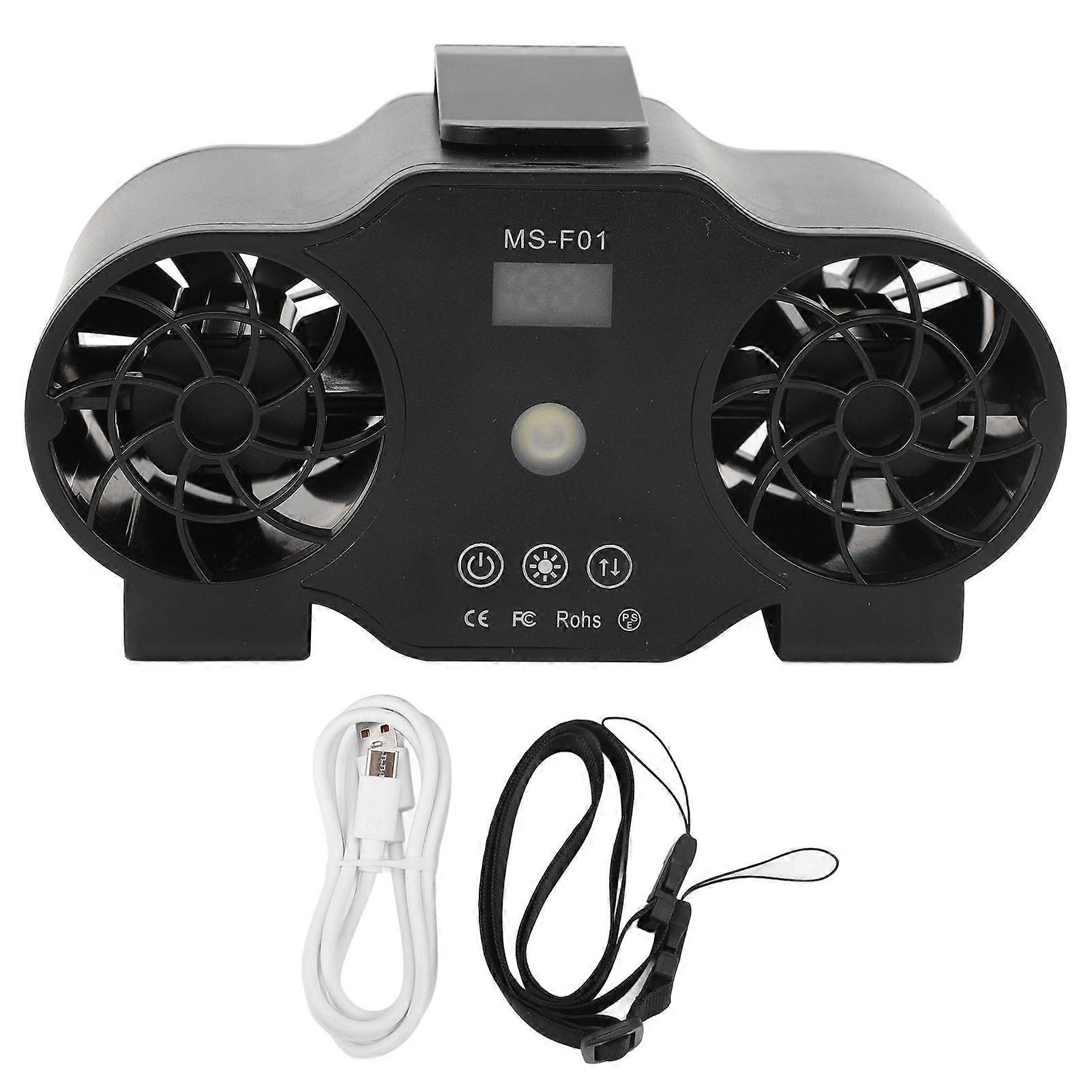 Waist USB Fan Clockwise Counterclockwise Digital Display Cooling Portable Rechargeable Wearable Body Belt Fan with Lanyard for Summer Outdoor 16000mAh