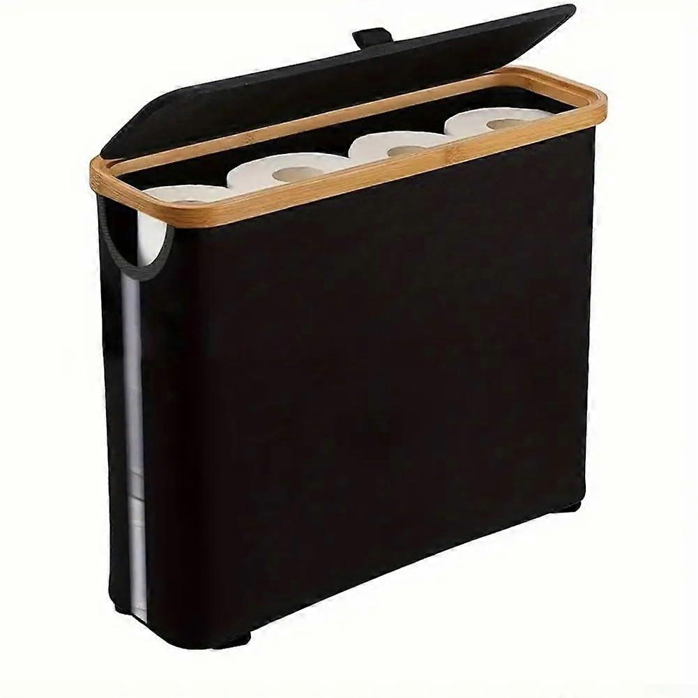 Toilet Paper Storage Basket with Lid, Beige Oxford Fabric, Holds Up to 12 Rolls, Multifunctional Organizer for Bathroom