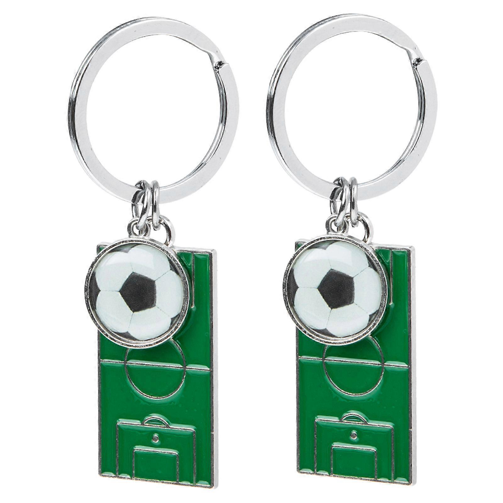 Metal Key Holder Football Field Designed Key Hanging Ornaments Soccer Fans Green 7.5x3cm Key Decoration 2Pcs