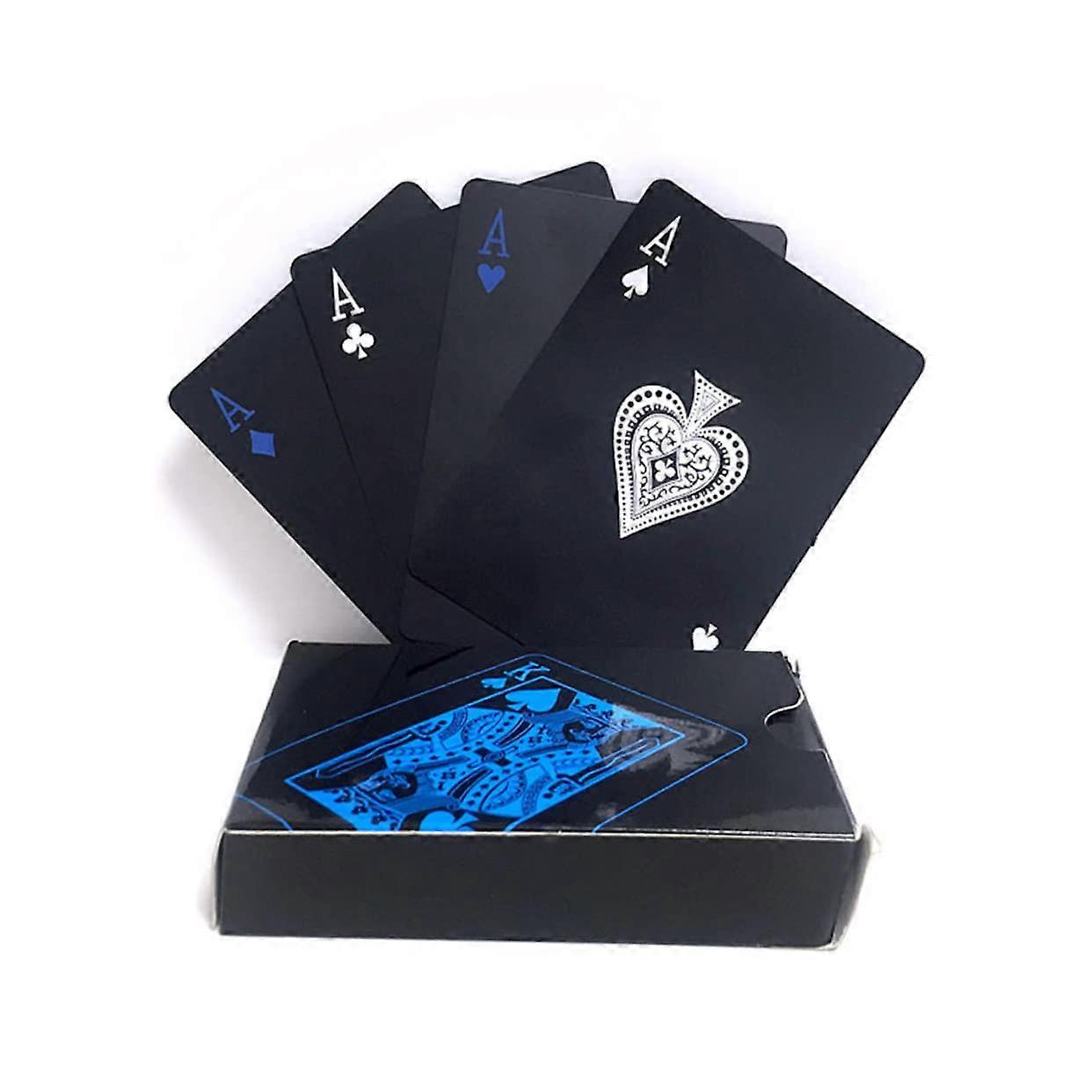 1 Set Waterproof PVC Poker Cards Creative Set with Paper Box Blue Colour Durable Playing Cards for Entertainment and Fun with Family and Friends
