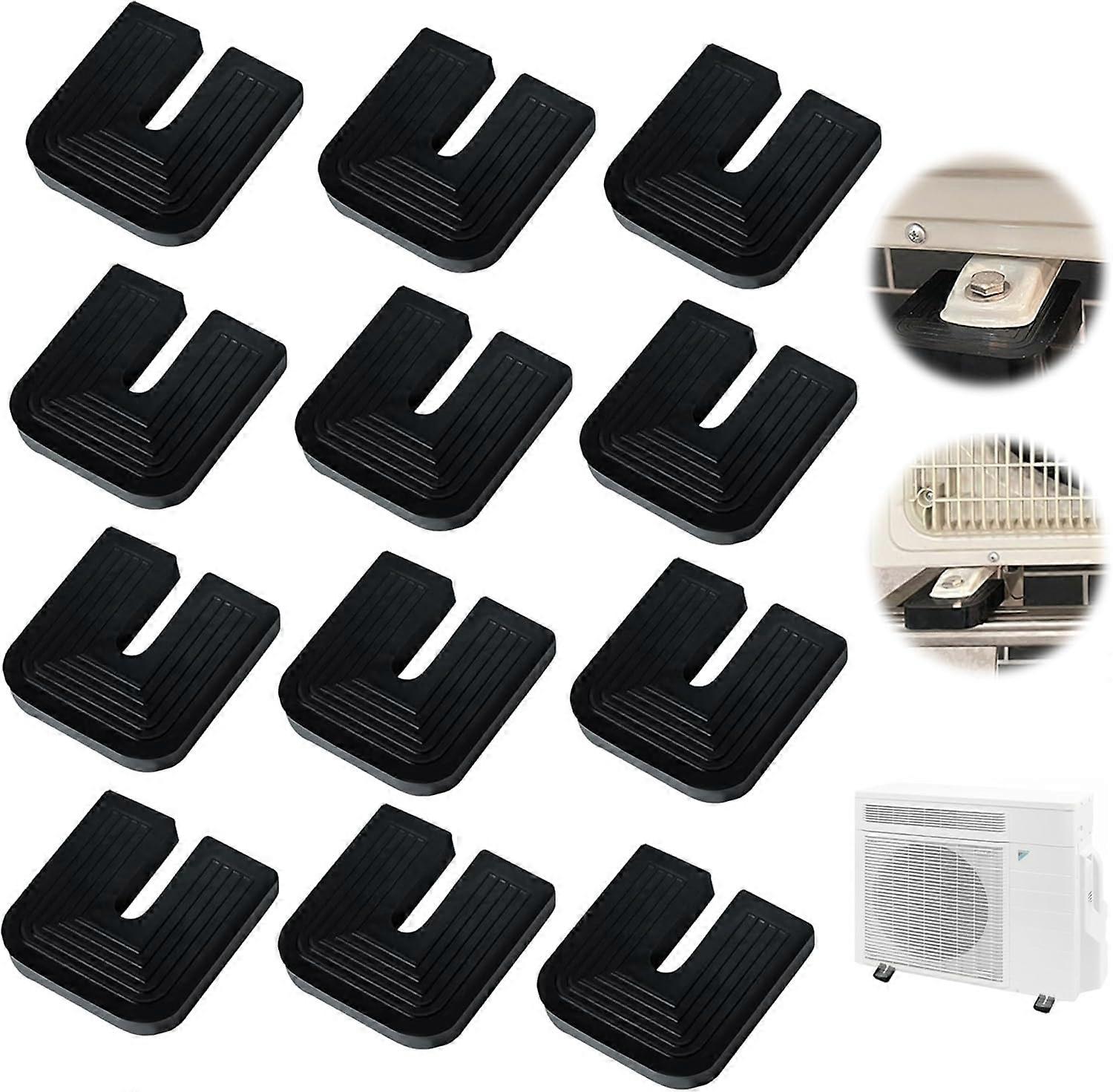 12 Pieces Air Conditioner Rubber Vibration Dampers, U-Shape Air Conditioner Shock Pad Anti-Vibration Feet Support for Outdoor Split Air Conditioner