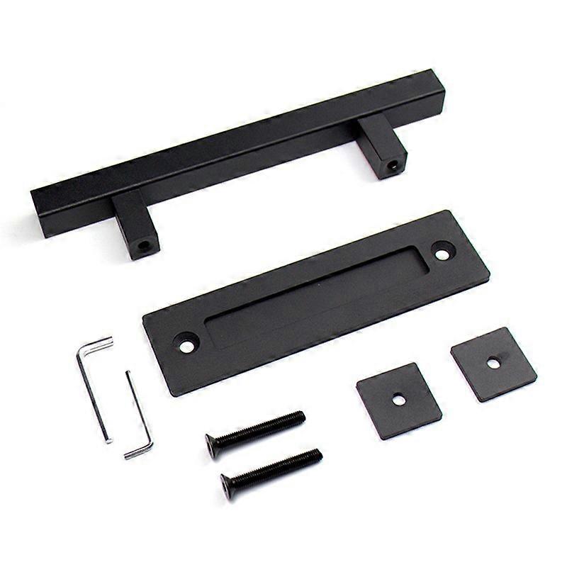 Sliding Barn Door Handle Flat Back Plate Double Sided Rectangular Black Door Pull Handle 