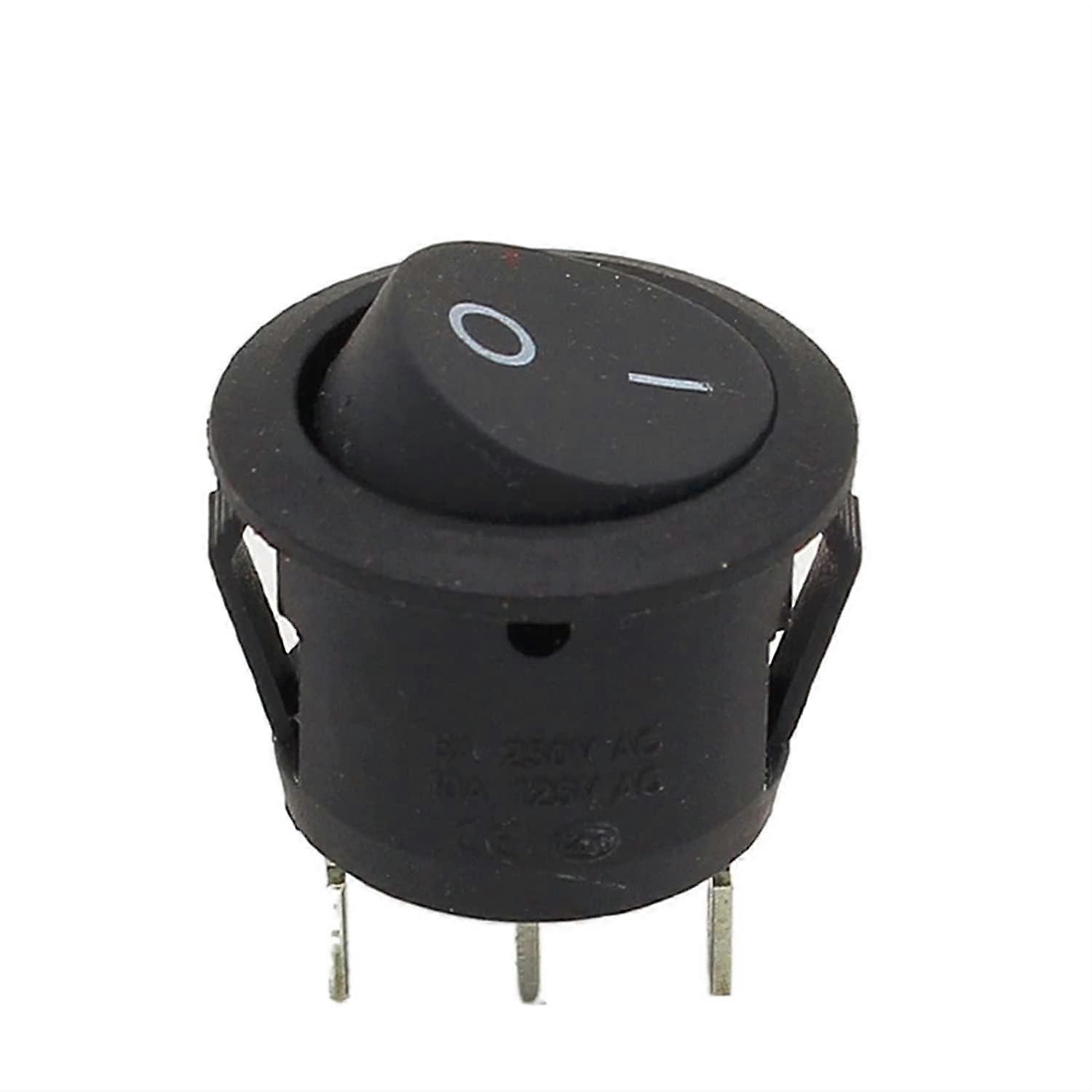 Mini Toggle Switch, Round, 3-Pole SPDT, Black On/Off Snap-In Switch, 5 Pack, 12V, Compact Design